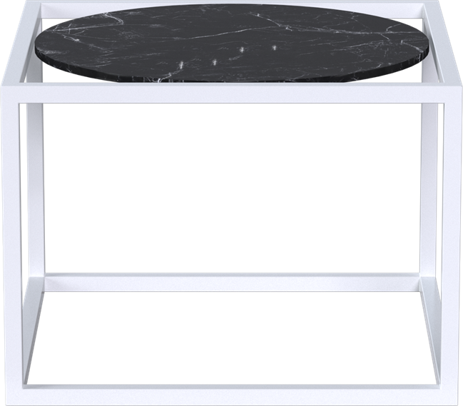 White Linear Side Table Round
